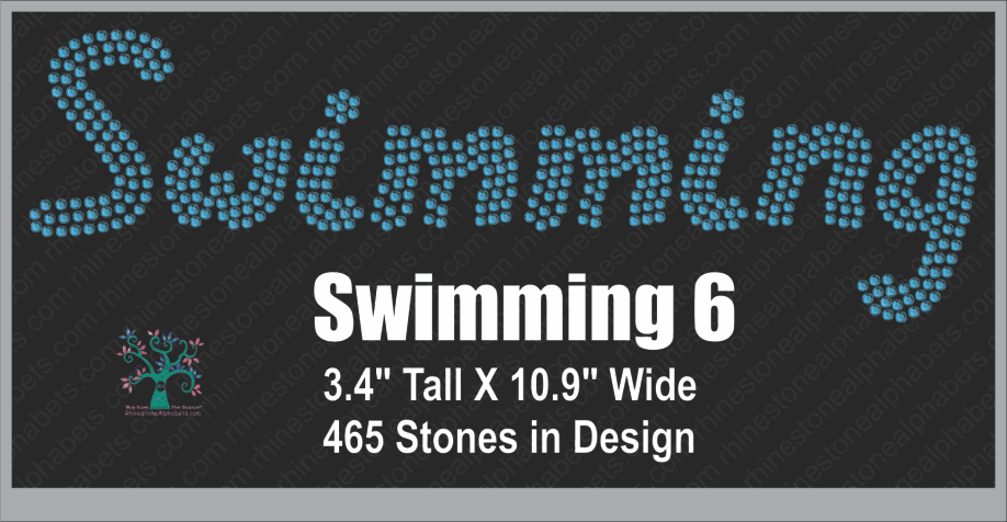Swimming  Word 6 ,TTF Rhinestone Fonts & Rhinestone Designs