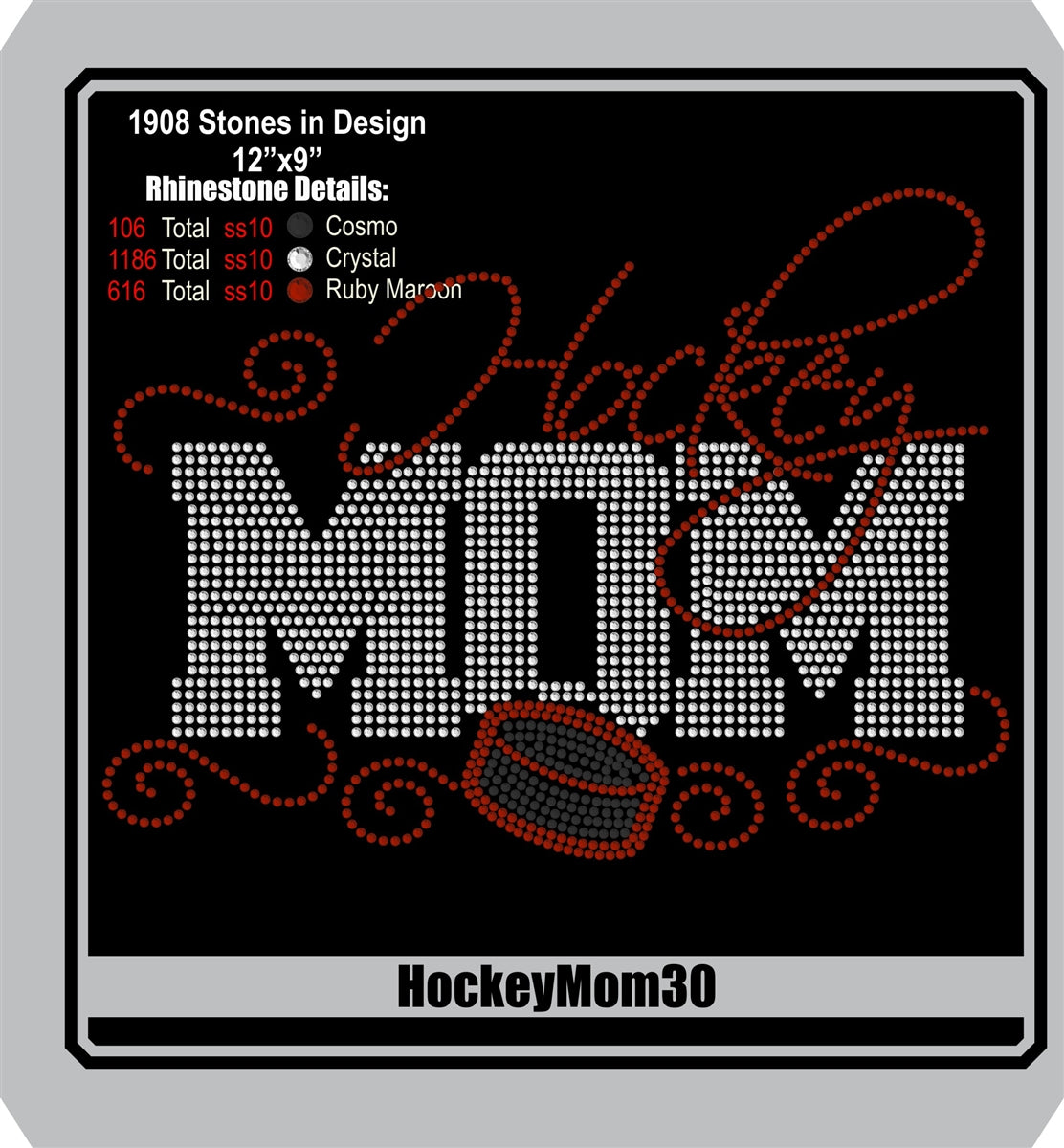 Hockey Mom 30 ,TTF Rhinestone Fonts & Rhinestone Designs