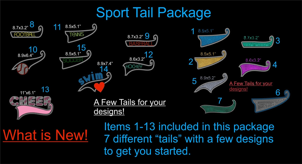 Sport-Tails Package ,TTF Rhinestone Fonts & Rhinestone Designs