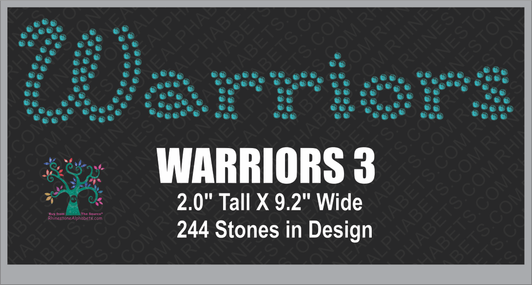 Warriors Word 3 Rhinestone TTF  Alphabets and Rhinestone Designs
