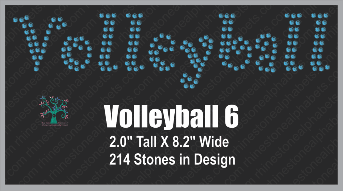 Volleyball Word 6 Rhinestone TTF  Alphabets and Rhinestone Designs