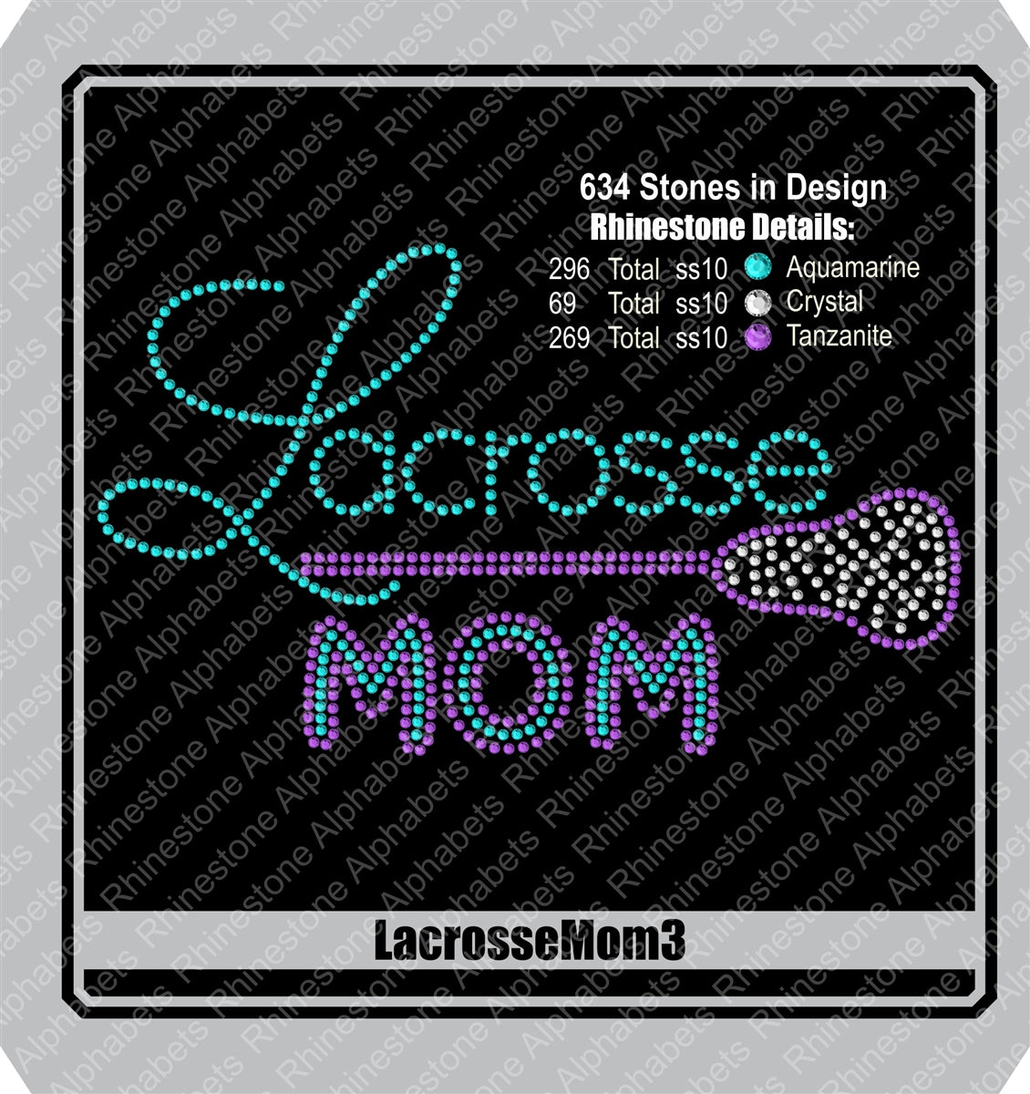 Lacrosse Mom 3 ,TTF Rhinestone Fonts & Rhinestone Designs