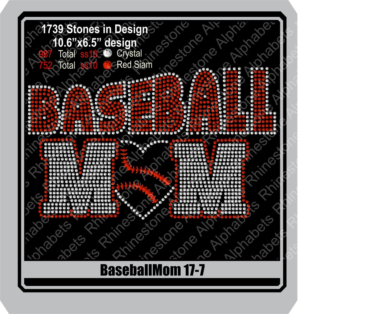 Baseball Mom 17-7 ,TTF Rhinestone Fonts & Rhinestone Designs