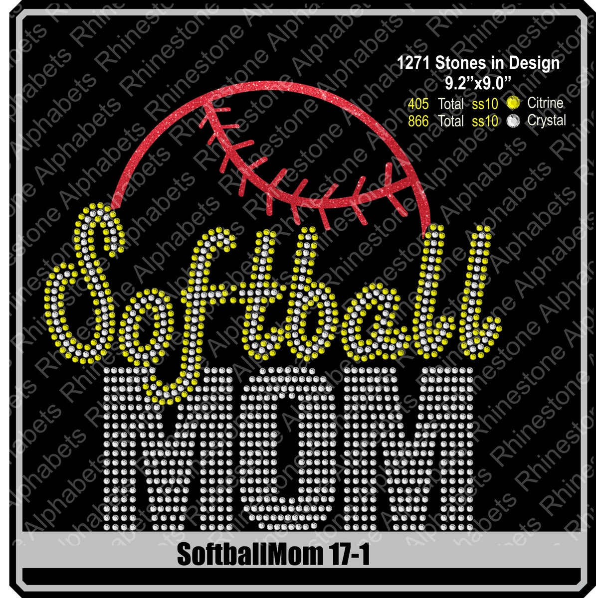 Softball Mom 17-1 ,TTF Rhinestone Fonts & Rhinestone Designs