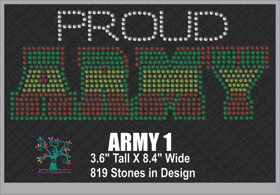Army Word 1 ,TTF Rhinestone Fonts & Rhinestone Designs
