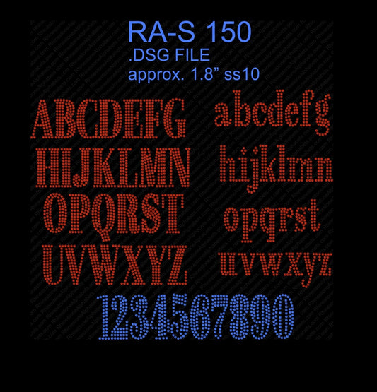 RA-S 150 DSG File! ,TTF Rhinestone Fonts & Rhinestone Designs