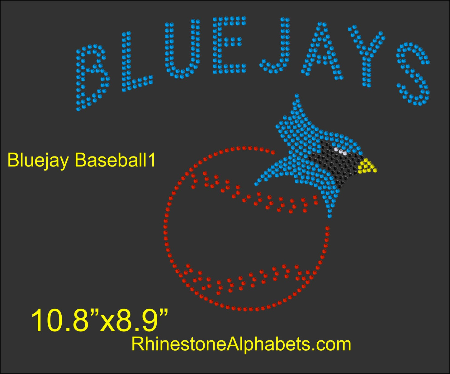 Bluejay Mascot Baseball Rhinestone Design