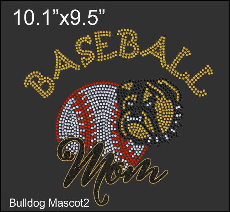 Bulldog Baseball Mascot 2 - Rhinestone TTF  Alphabets and Rhinestone Designs