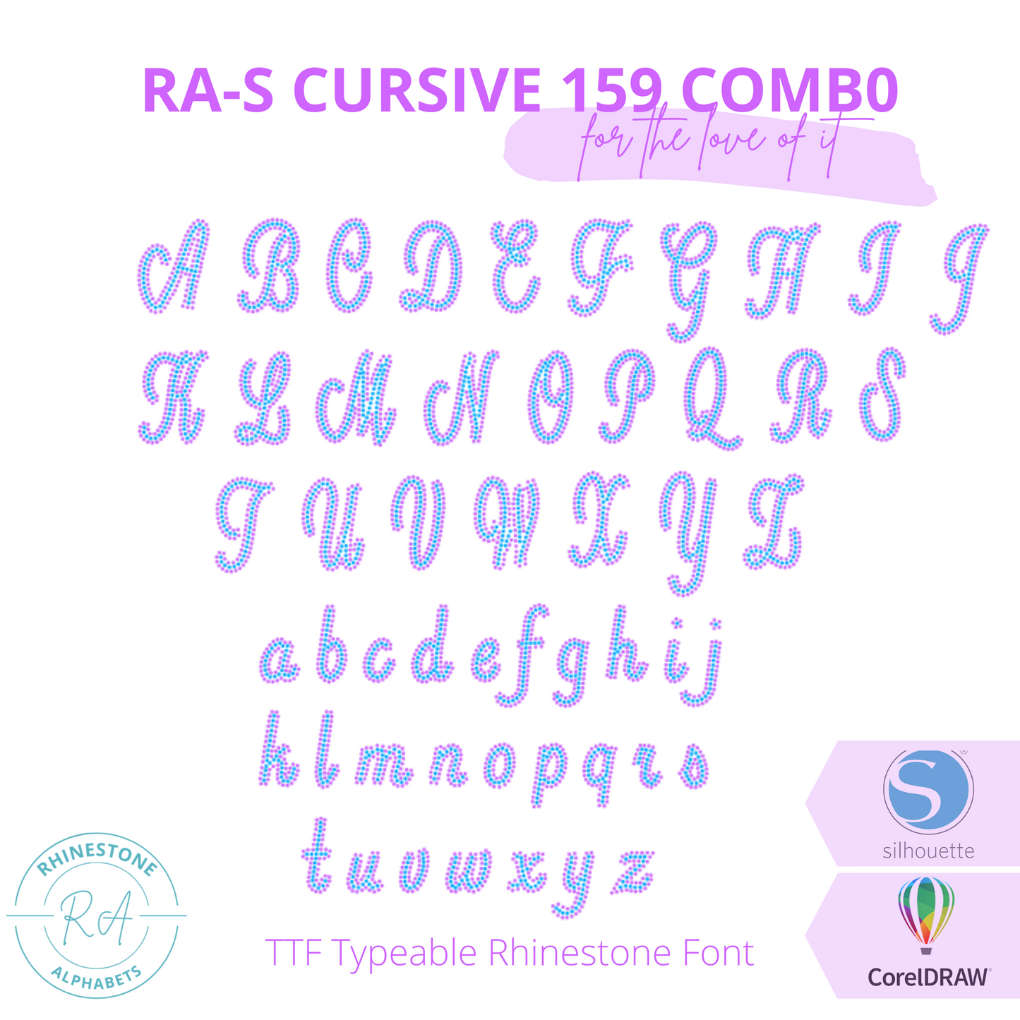 RA-S 159 Cursive Combo - RhinestoneAlphabets