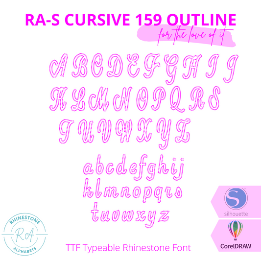 RA-S 159 Cursive Outline - RhinestoneAlphabets