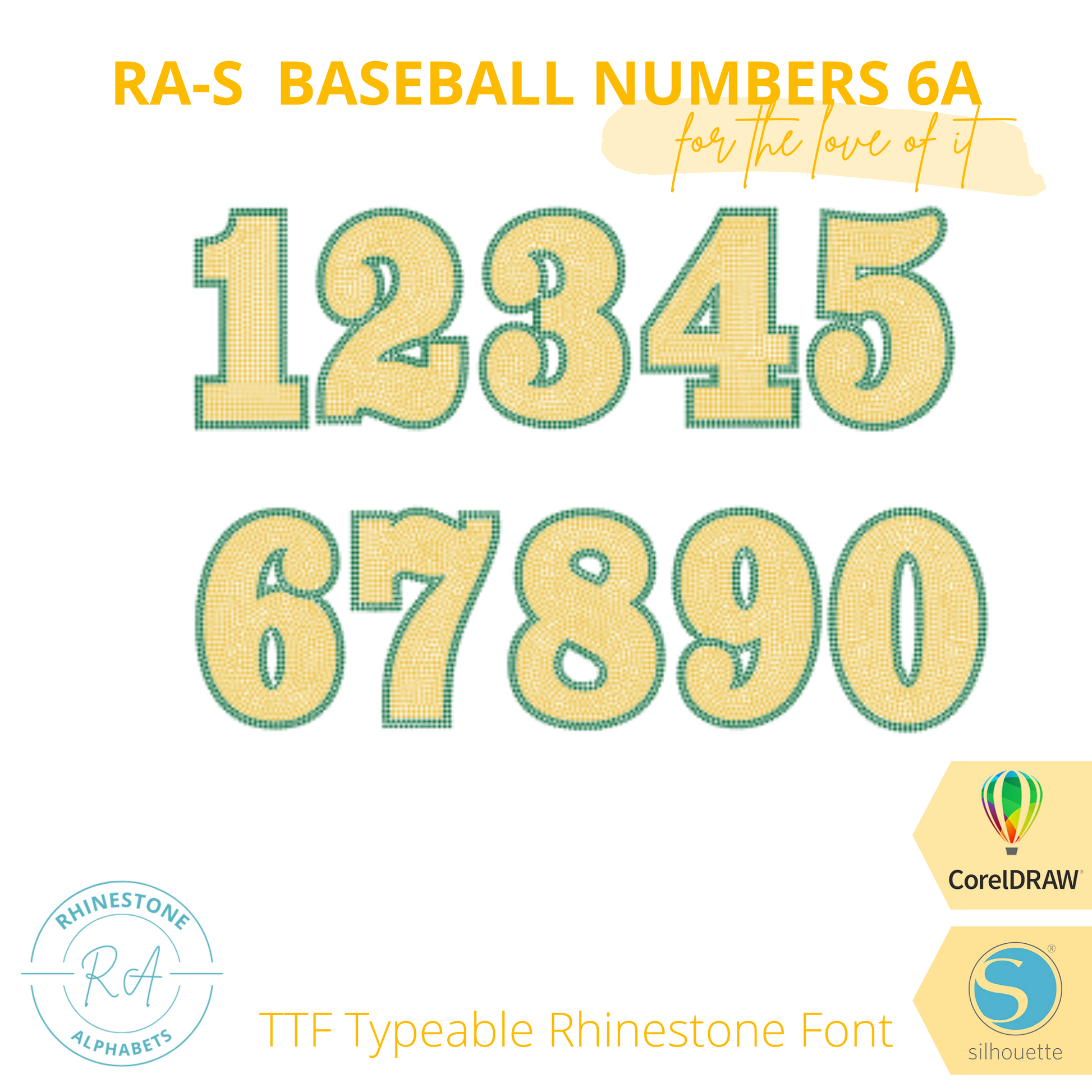 RA-S Numbers Baseball 6A - RhinestoneAlphabets