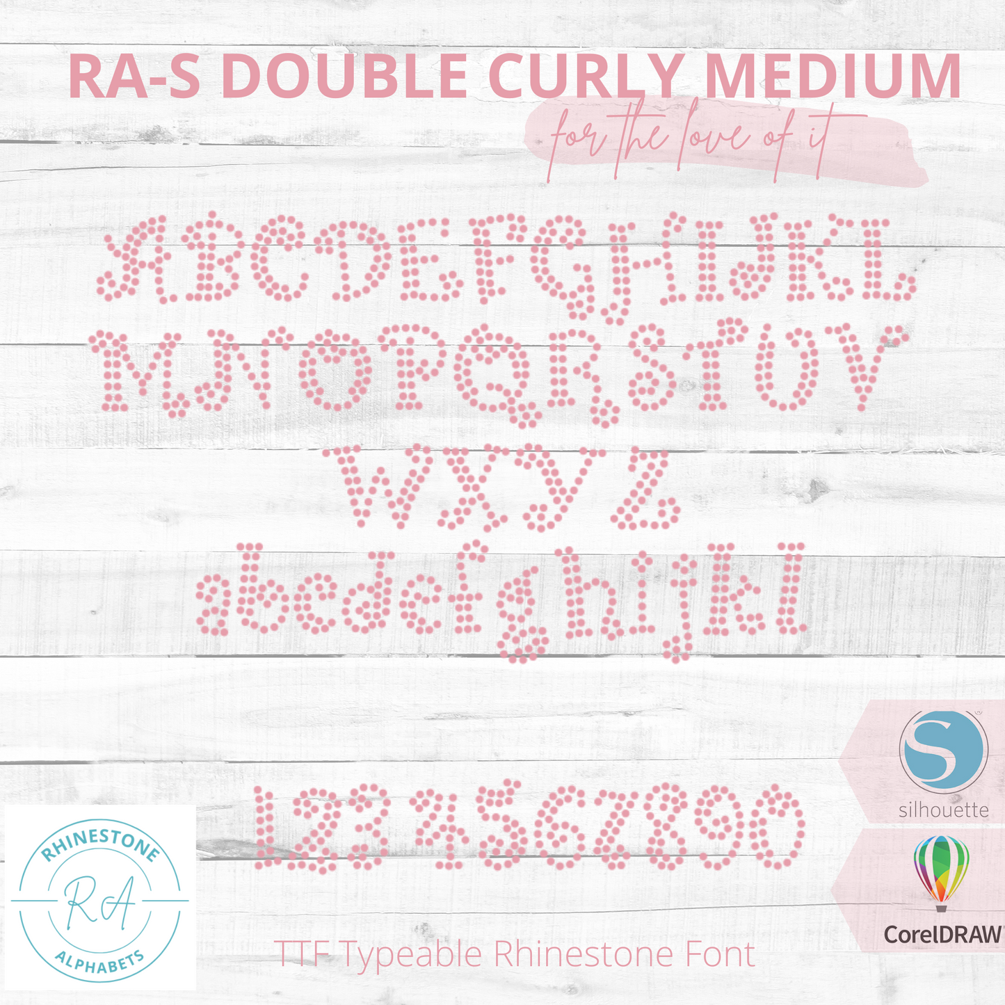 RA-S Double Curly Font Medium - RhinestoneAlphabets