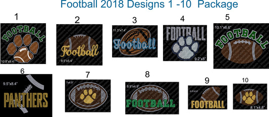 Football Pack Designs 1-10 2018 - Rhinestone TTF  Alphabets and Rhinestone Designs