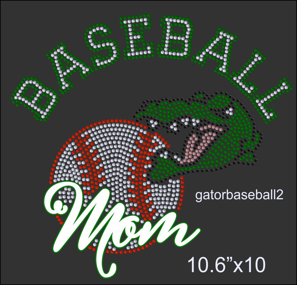 Baseball Mom, Gator Baseball, Rhinestone eps svg file download