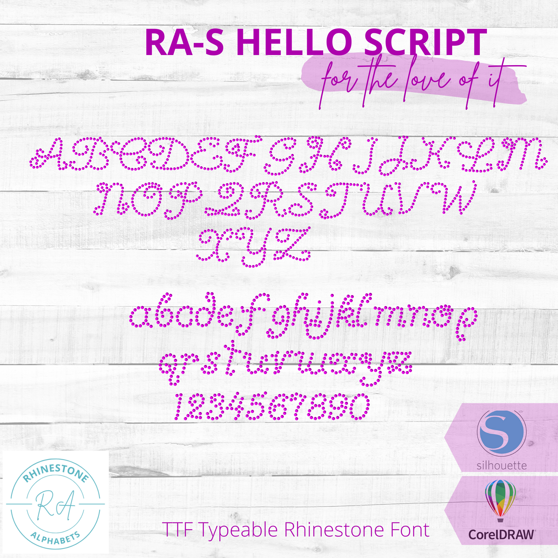 RA-S Hello Script - RhinestoneAlphabets