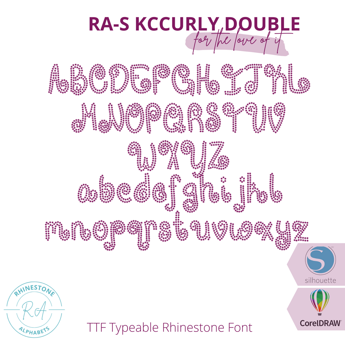 Lettertypes R Curly RA-S KCurly Double A TrueType Cursive Curly Rhinestone Font ...