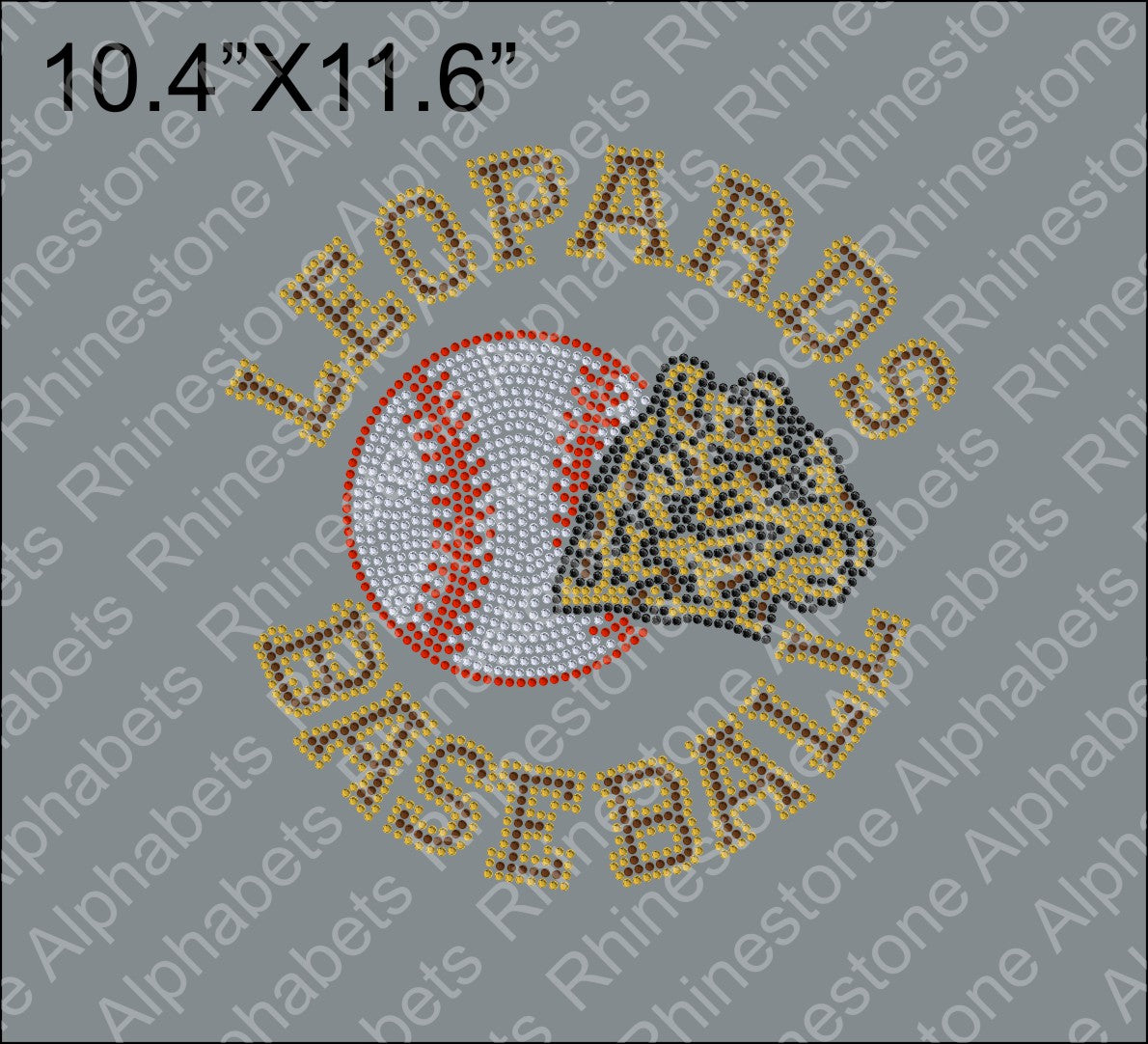 Leopard Baseball 2 - Rhinestone TTF  Alphabets and Rhinestone Designs