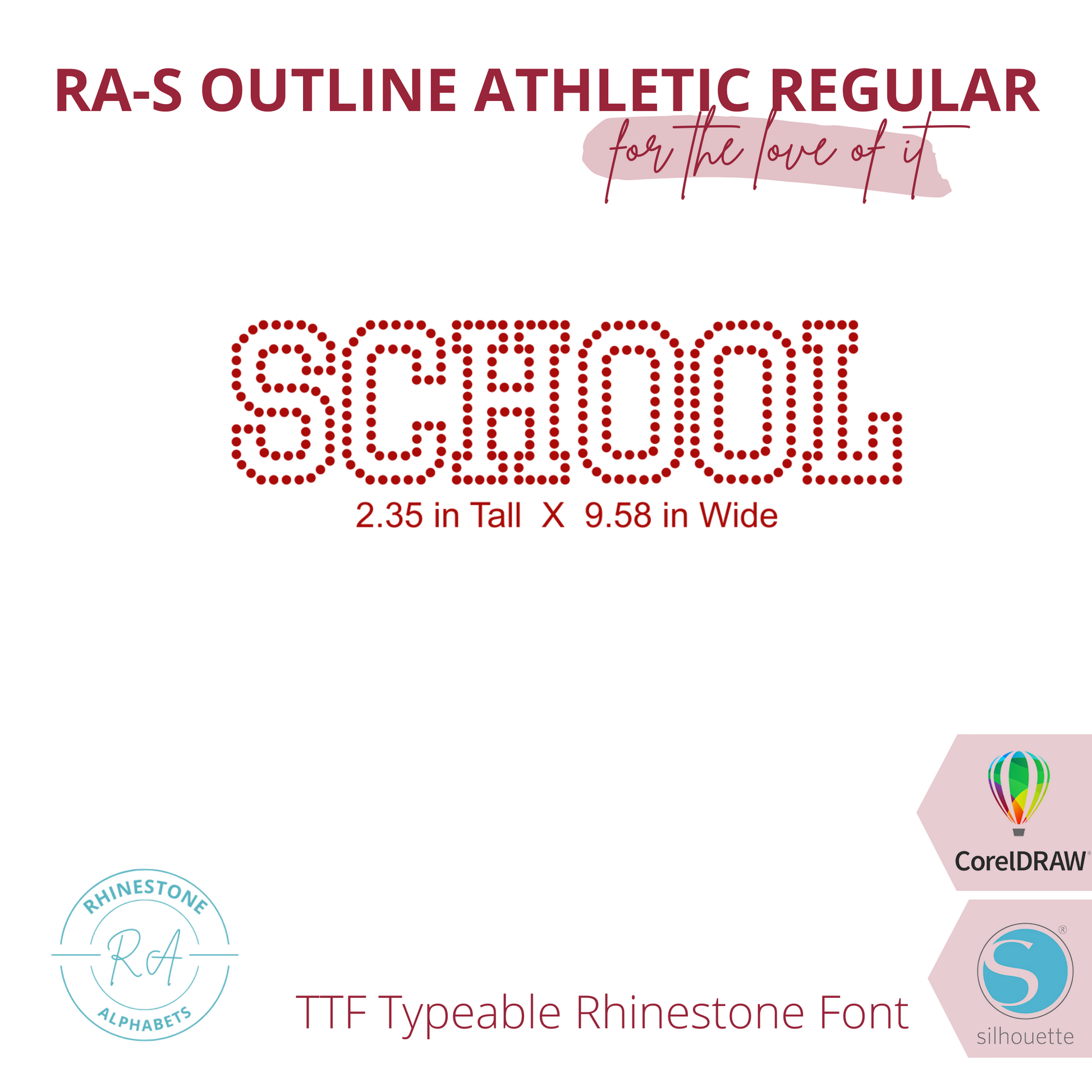 RA-S Outline Athletic Regular - RhinestoneAlphabets