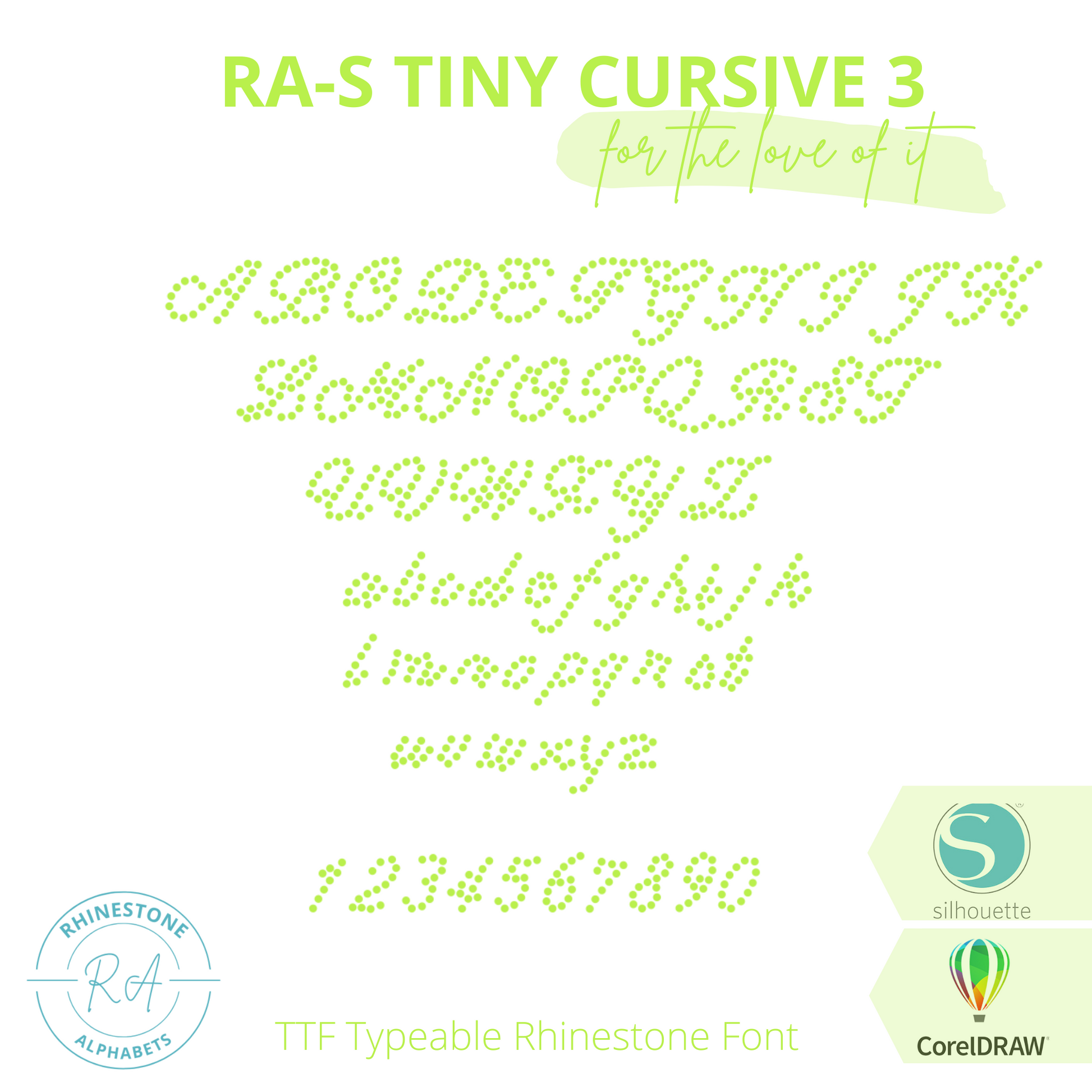 RA-S Tiny Cursive 3 - RhinestoneAlphabets