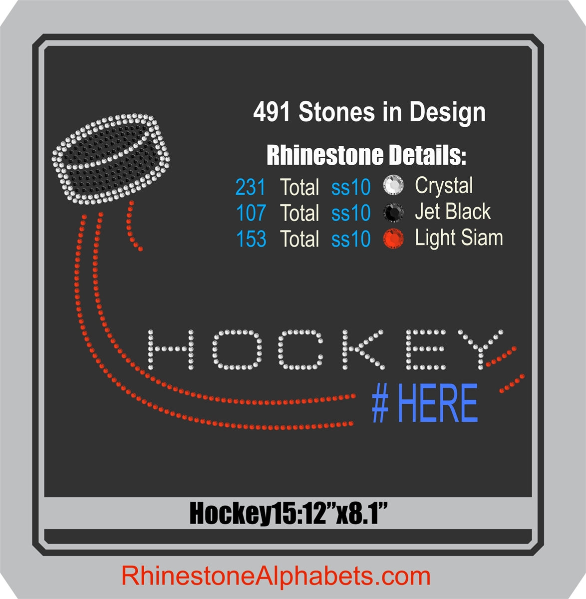 Hockey 15 ,TTF Rhinestone Fonts & Rhinestone Designs