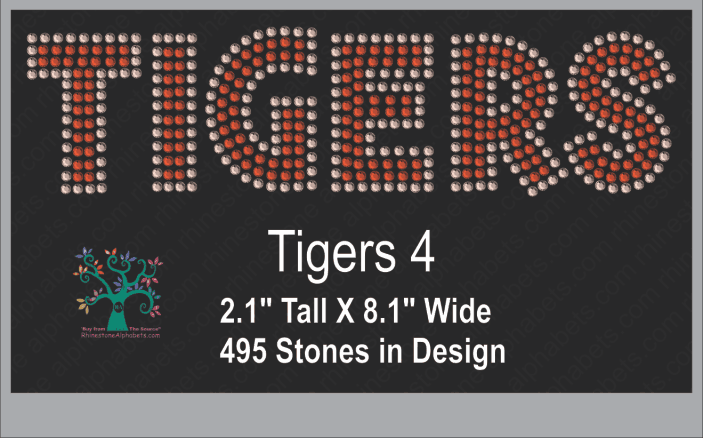 Tigers Word 4 ,TTF Rhinestone Fonts & Rhinestone Designs