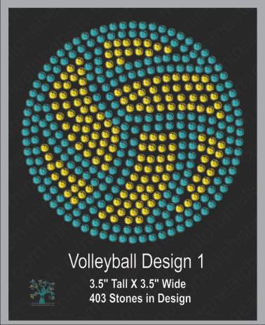 Volleyball Design 1 Rhinestone TTF  Alphabets and Rhinestone Designs