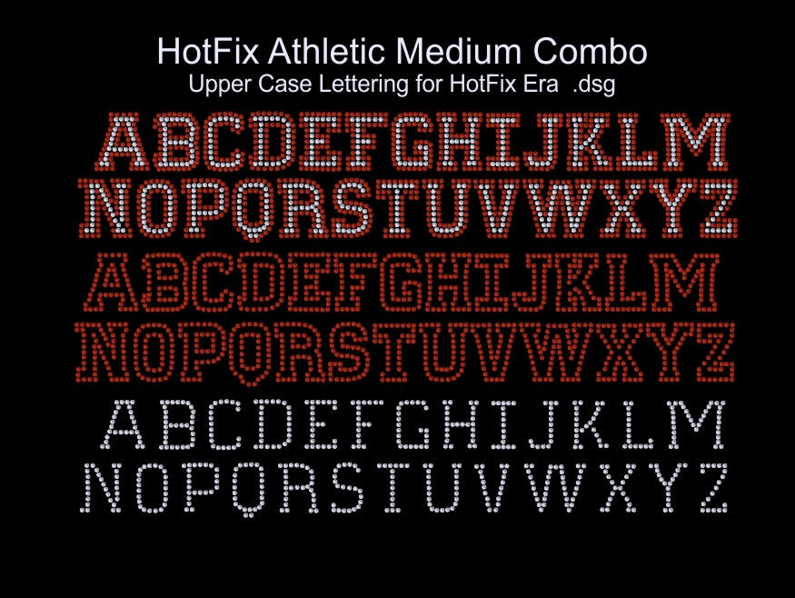 Hot Fix Athletic Medium Combo ,TTF Rhinestone Fonts & Rhinestone Designs