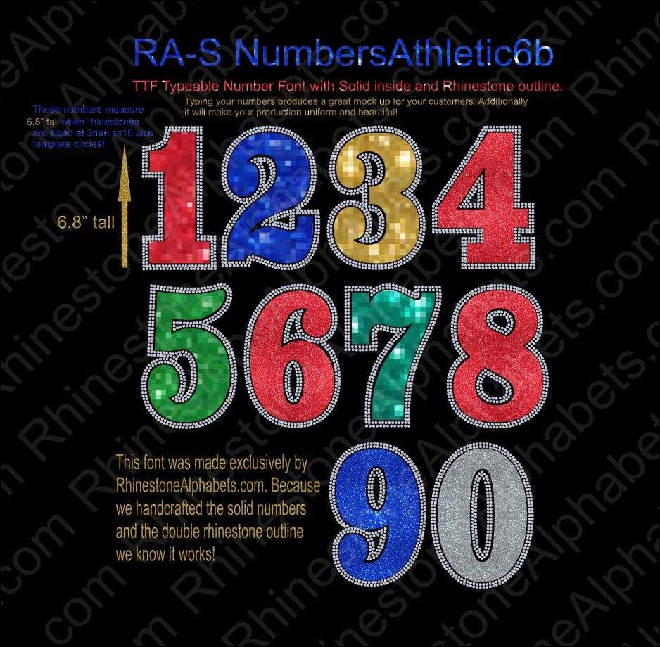 RA-S NumbersBaseball6B ,TTF Rhinestone Fonts & Rhinestone Designs