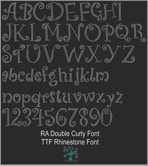 RA DoubleCurlyFont ,TTF Rhinestone Fonts & Rhinestone Designs