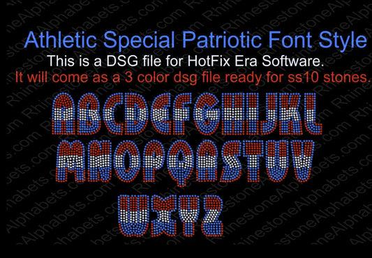 AthleticSpecial Patriotic DSG file ,TTF Rhinestone Fonts & Rhinestone Designs