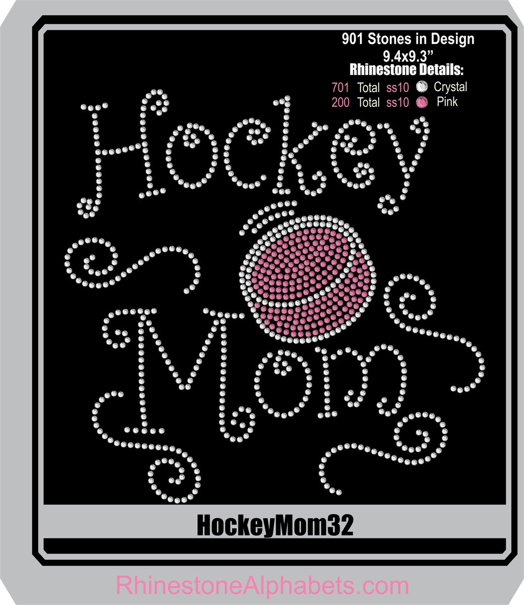 Hockey Mom 32 ,TTF Rhinestone Fonts & Rhinestone Designs