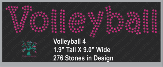 Volleyball Word 4 Rhinestone TTF  Alphabets and Rhinestone Designs