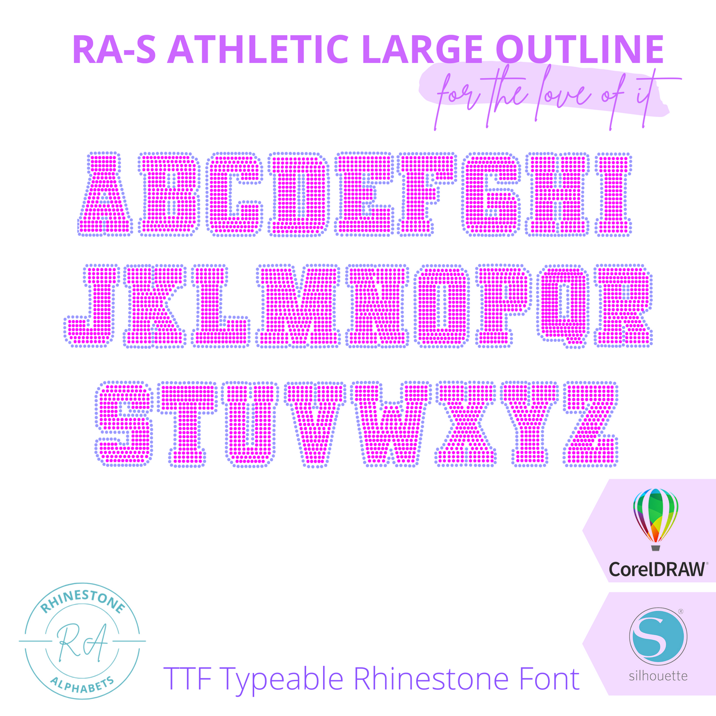 RA-S Athletic Large Outline - RhinestoneAlphabets