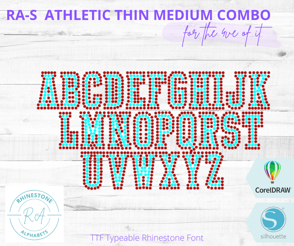 RA-S Athletic Thin Medium Combo - RhinestoneAlphabets
