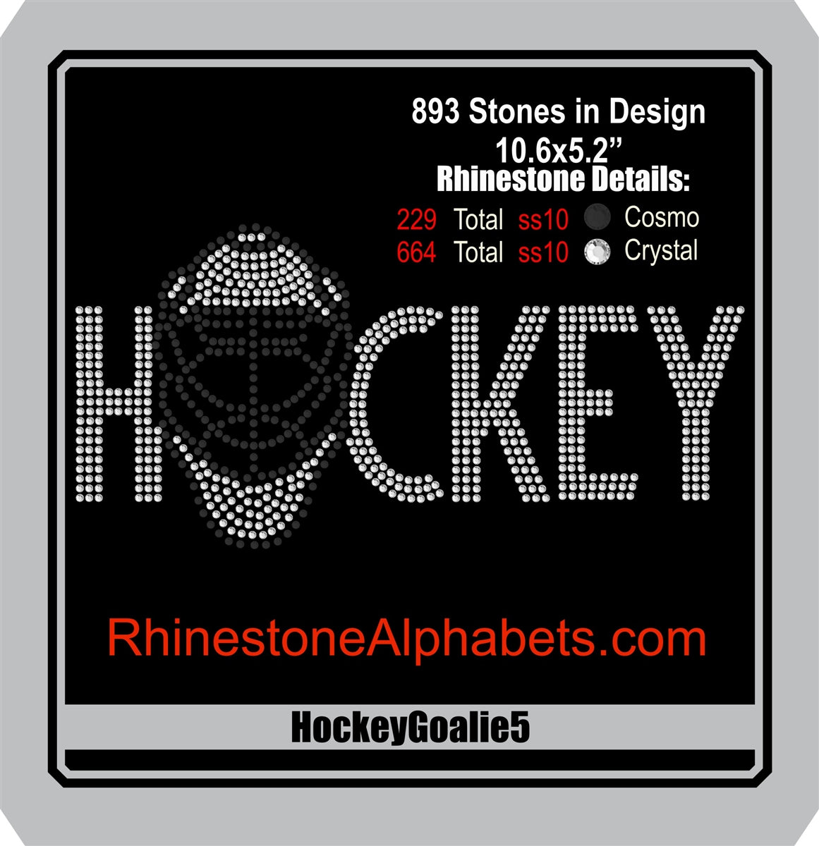 Hockey Goalie 5 ,TTF Rhinestone Fonts & Rhinestone Designs
