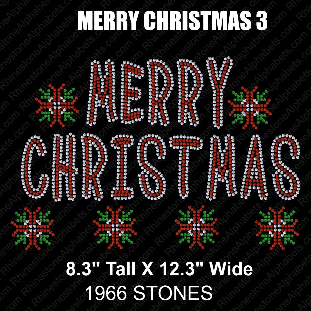 Merry Christmas 3 ,TTF Rhinestone Fonts & Rhinestone Designs