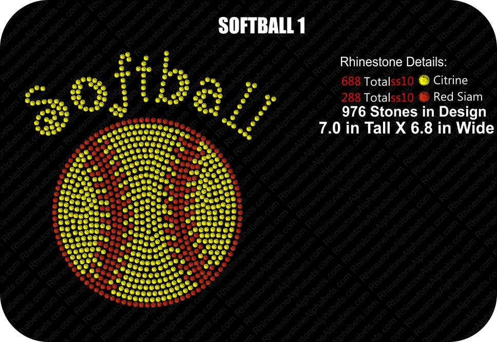 SOFTBALL 1 ,TTF Rhinestone Fonts & Rhinestone Designs