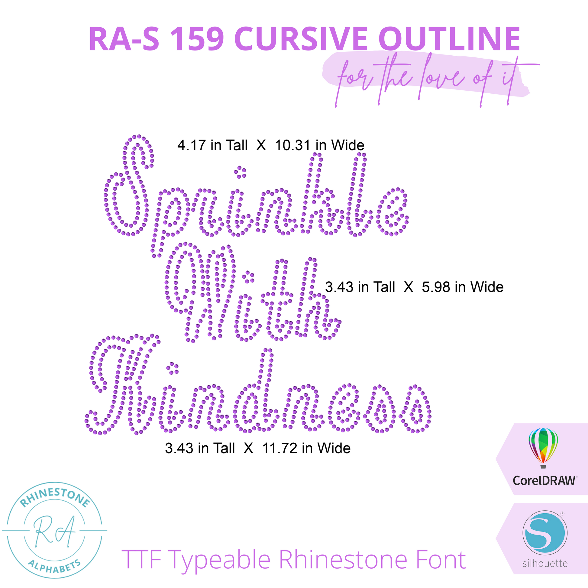 RA-S 159 Cursive Outline - RhinestoneAlphabets