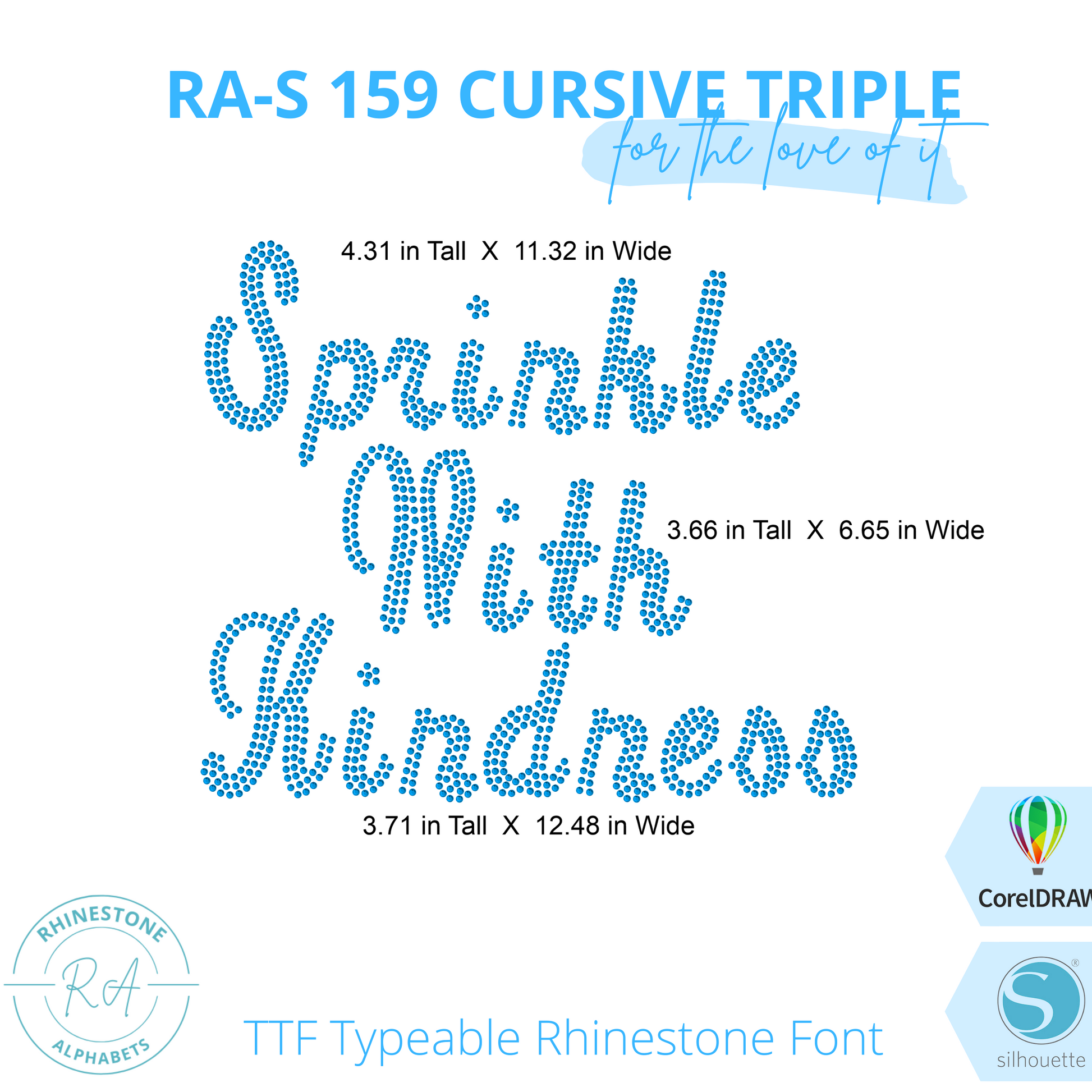 RA-S 159 Cursive Triple - RhinestoneAlphabets