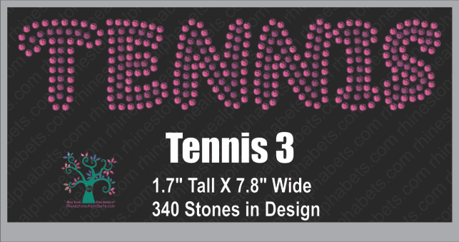 Tennis Word 3 ,TTF Rhinestone Fonts & Rhinestone Designs