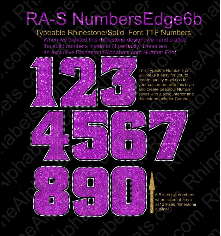 RA-S NumbersEdge6B ,TTF Rhinestone Fonts & Rhinestone Designs