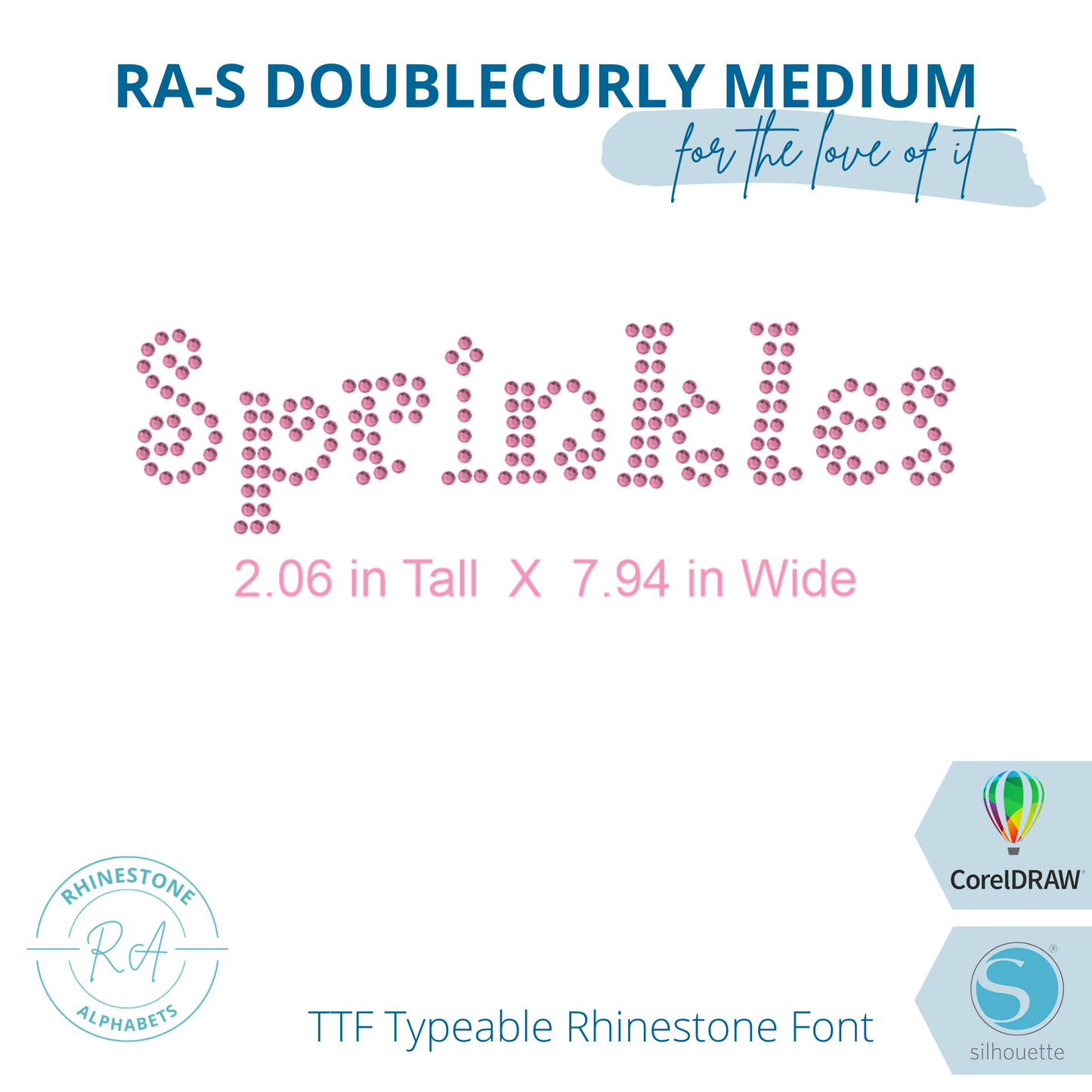 RA-S Double Curly Font Medium - RhinestoneAlphabets