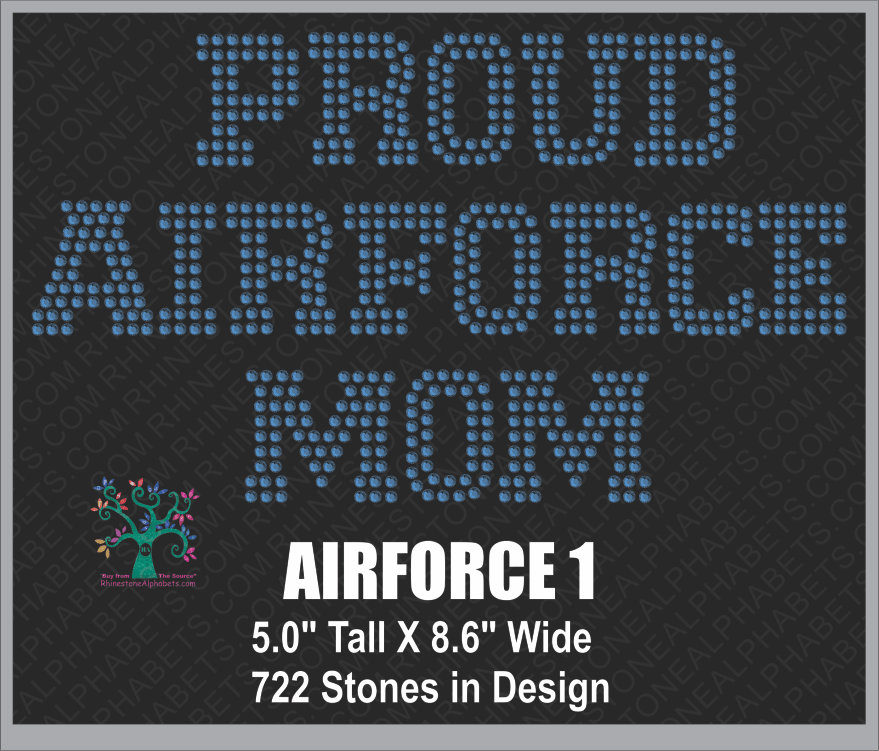 Air Force Word 1 ,TTF Rhinestone Fonts & Rhinestone Designs