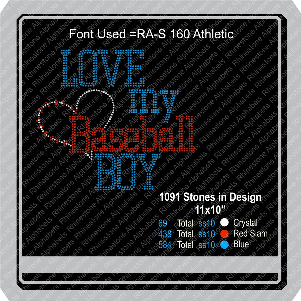 Love my baseball boy1 ,TTF Rhinestone Fonts & Rhinestone Designs