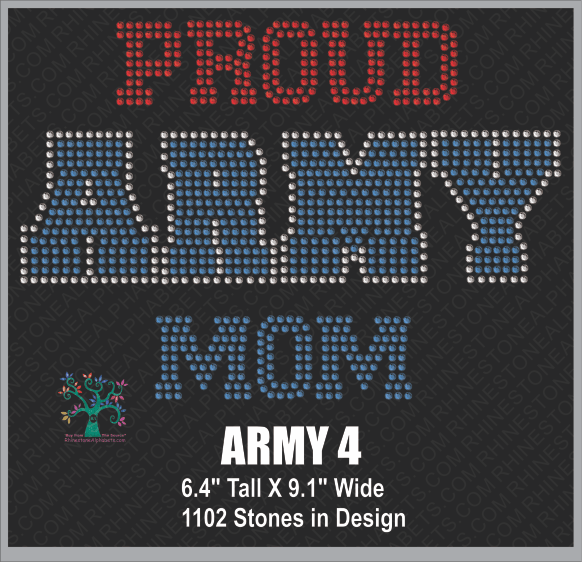 Army Word 4 ,TTF Rhinestone Fonts & Rhinestone Designs