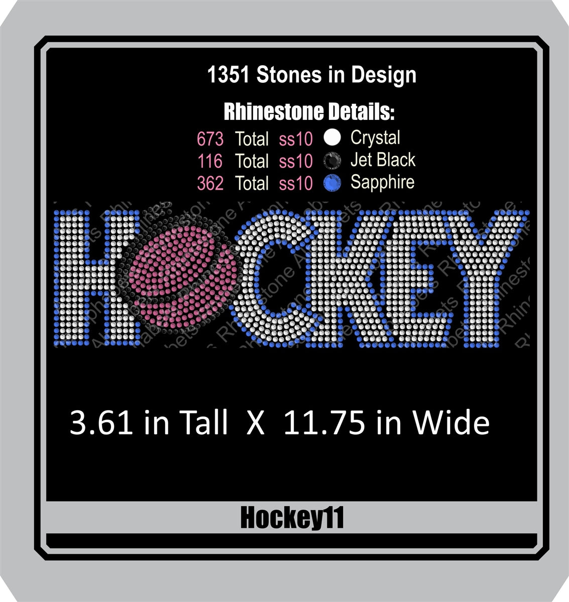 Hockey 11 ,TTF Rhinestone Fonts & Rhinestone Designs