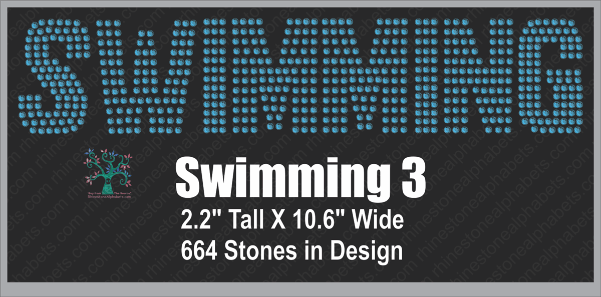 Swimming  Word 3 ,TTF Rhinestone Fonts & Rhinestone Designs
