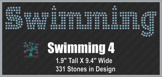 Swimming  Word 4 ,TTF Rhinestone Fonts & Rhinestone Designs