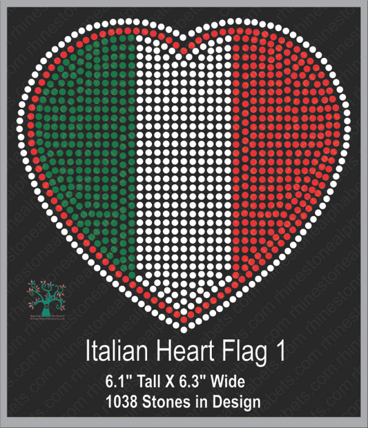 Italian Heart Flag 1 ,TTF Rhinestone Fonts & Rhinestone Designs