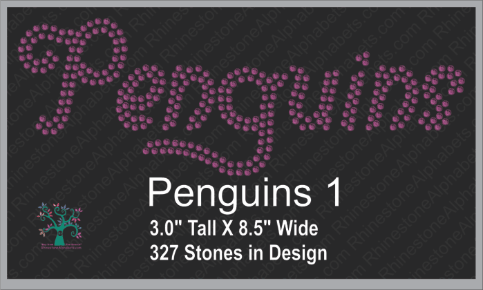 PenguinsWords 1 ,TTF Rhinestone Fonts & Rhinestone Designs